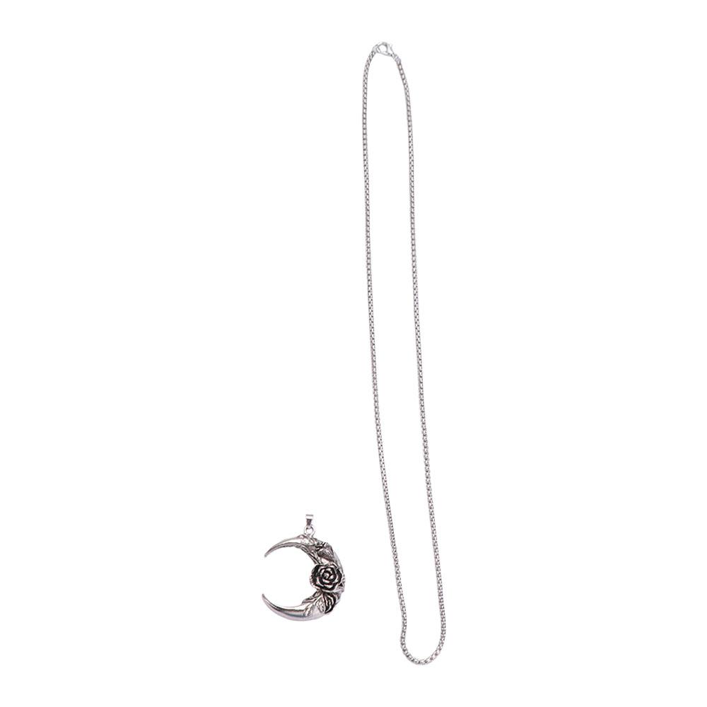 Exquisite Rose Moon Pendant Necklace Long Chain Punk Rock Jewelry New Gothic Choker  Party