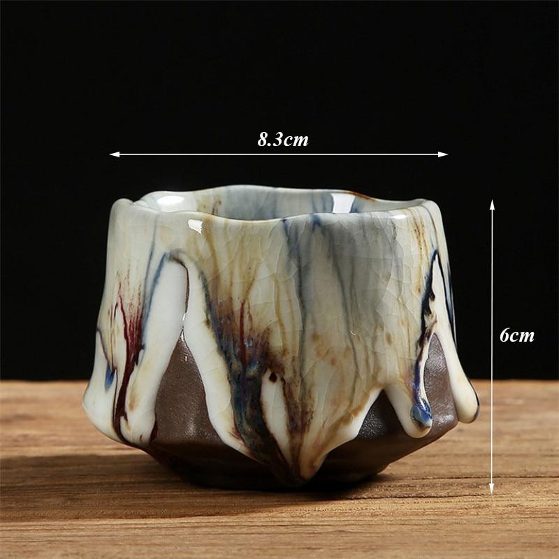 Ceramic Ice Cracked Glaze Tea Cup Handmade Coarse Pottery Ru Kiln Master Cup Creative Office Teacups Drinkware