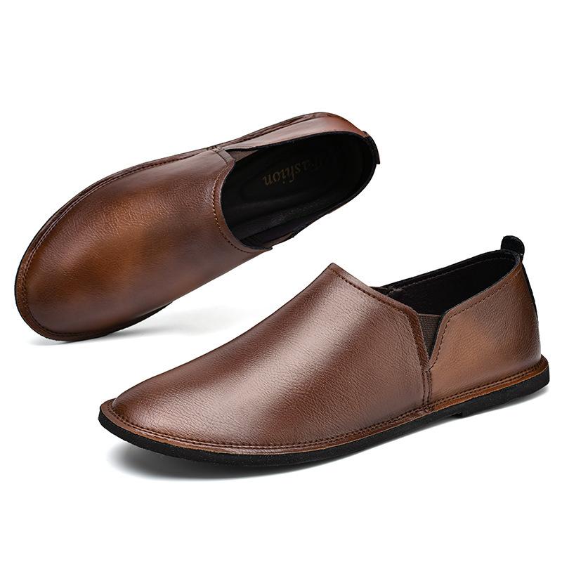 Spring new leather low-top shoes British style lazy shoes casual shoes nesting business shoes leather shoes