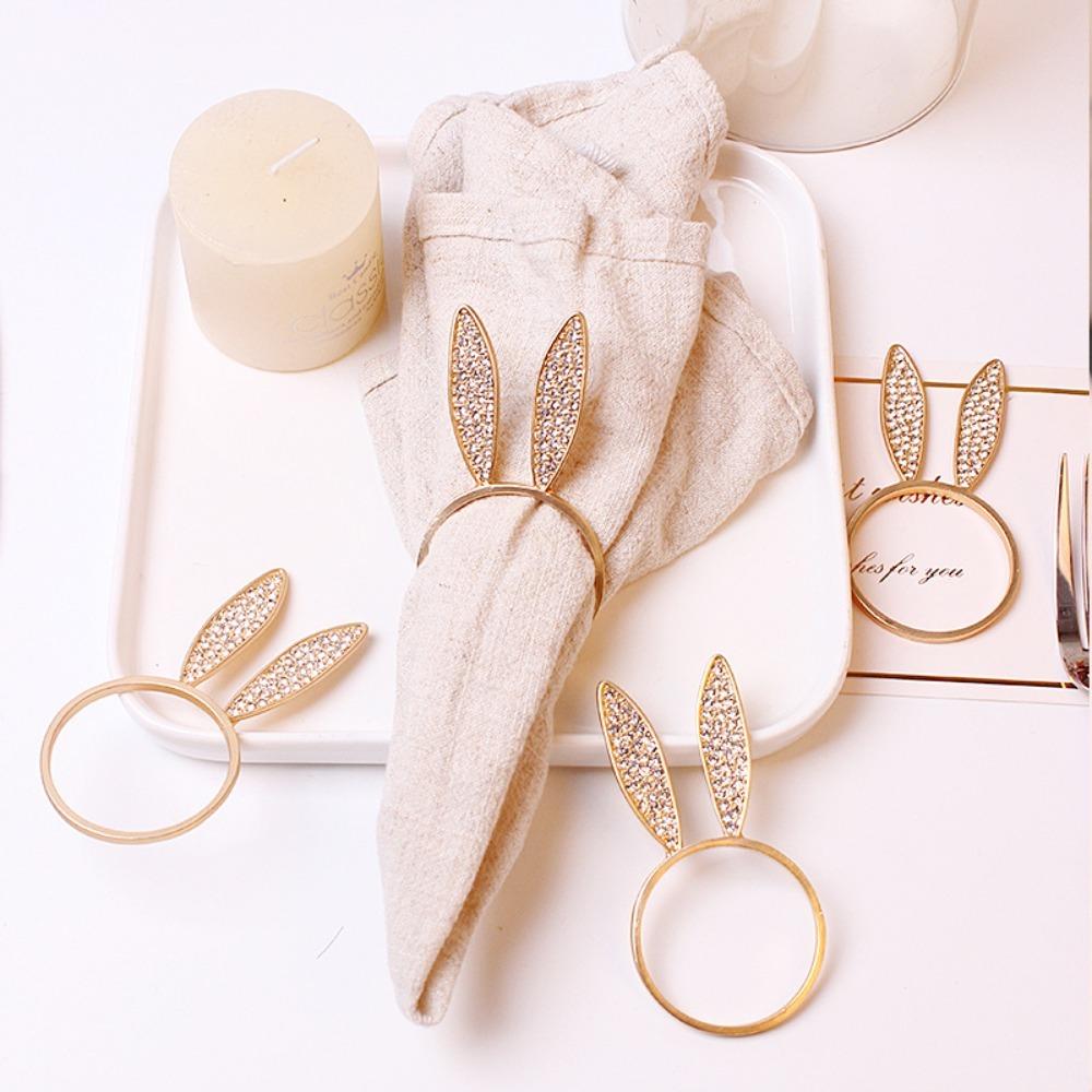 6 Piece -inlaid Easter Rabbit Head Napkin Ring Zinc Zinc Alloy Decorative Napkin Ring  Restaurant