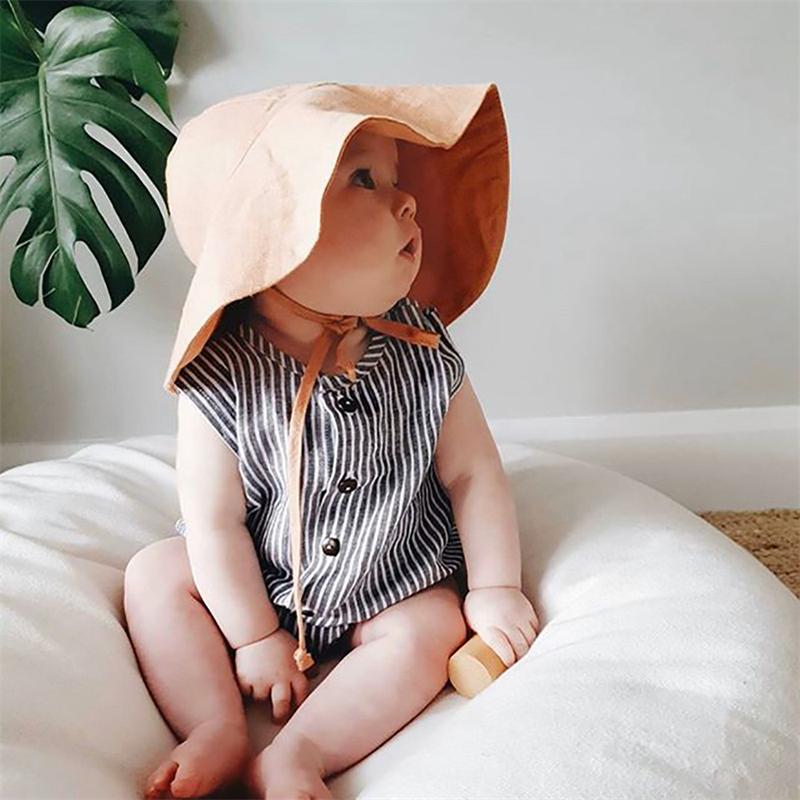 Sombrero de Sol para Bebé Verano Niños Niñas Sombrero de Cubo Niños Algodón UV Sombreros de Viaje Niño Ala Ancha Exterior Gorras de Playa Moda Casual Sombrero Panamá