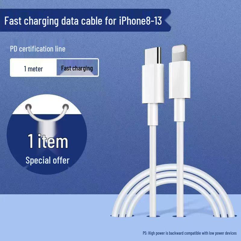 

Braided Fast Charging Cable for Apple iPhone 11/13/14 Pro Max - PD20W Compatible 1m C-L Non-Braided White