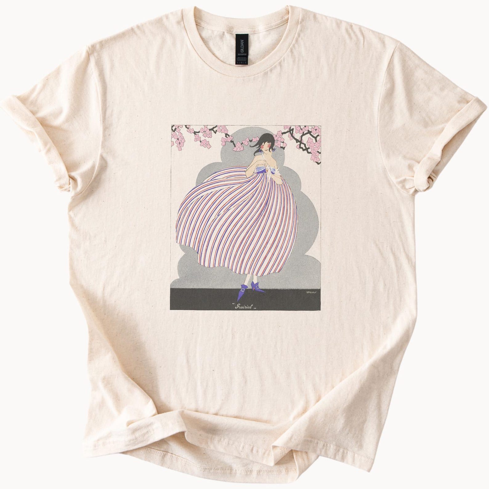 Art Deco Lady Stripes Graphic Tee Elegant Woman Fashion T Shirt 160