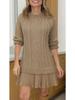 Women's Crochet Knit Sweater with Ribbed Trim