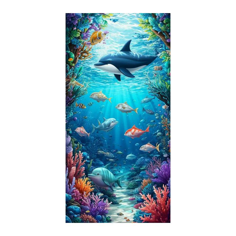 

Dolphin Large Size Diamond Painting Diy Full Square Round Drill Rhinestone Embroidery Ocean Animals Mosaic Cross Stitch Kits Round drill 30x60cm