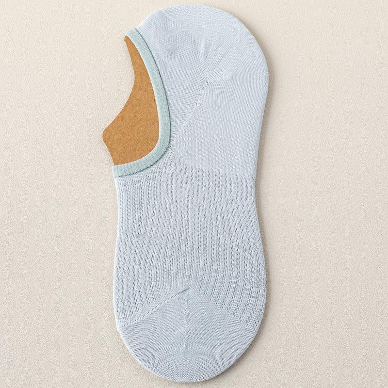 Boat Socks Women's Spring and Summer Thin Breathable Mesh Invisible Socks Solid Color Versatile, Anti-slip and Won't Fall Off with Summer Short Socks