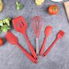 Silicone Kitchen Baking Tools: 5-Piece Multi-Functional Set with Tongs, Spatula, Steak Spatula, and Slotted Spoon.