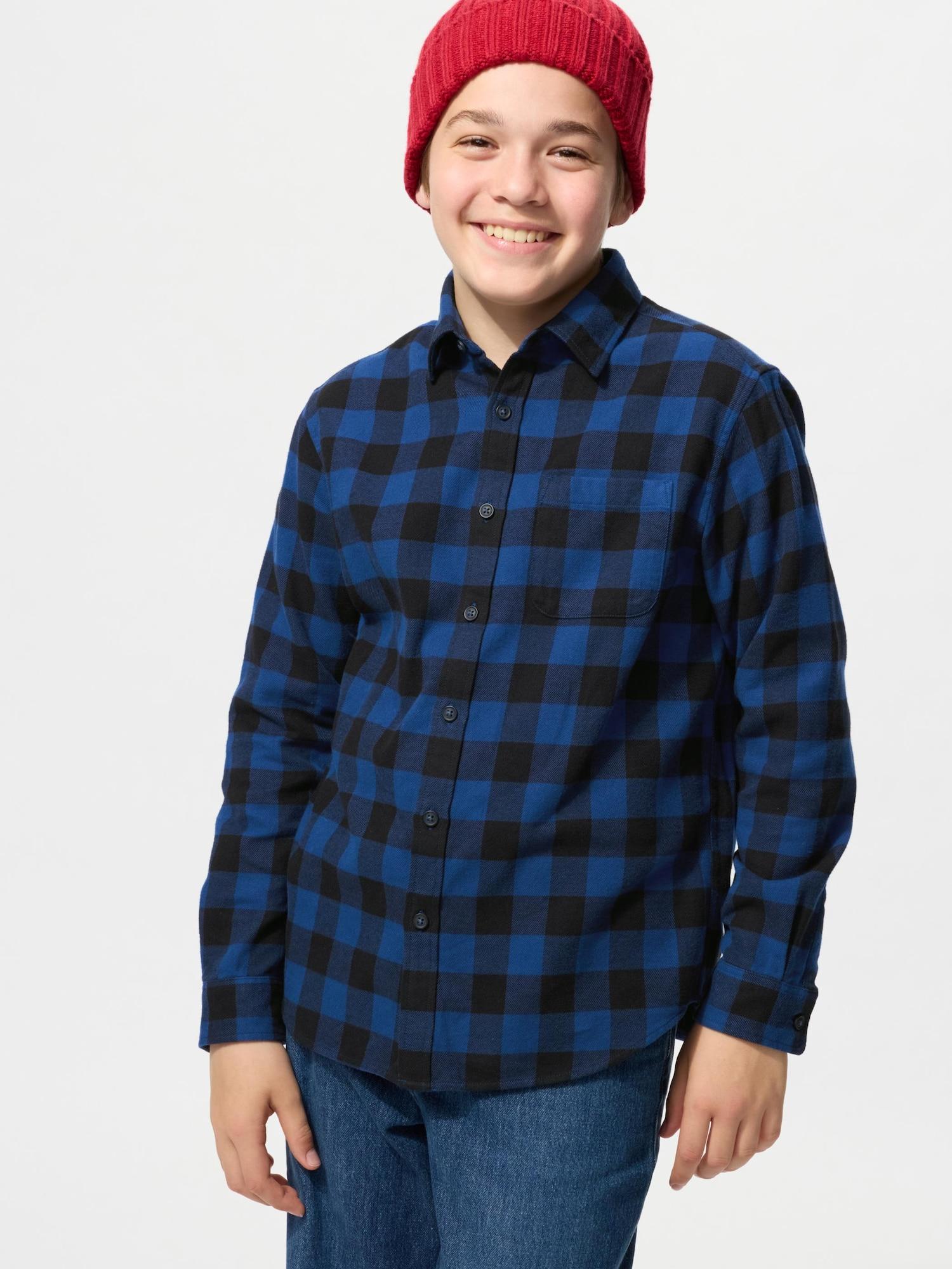 

Uniqlo Kids Flannel Check Shirt Long Sleeve B 67 BLUE/KIDS 130