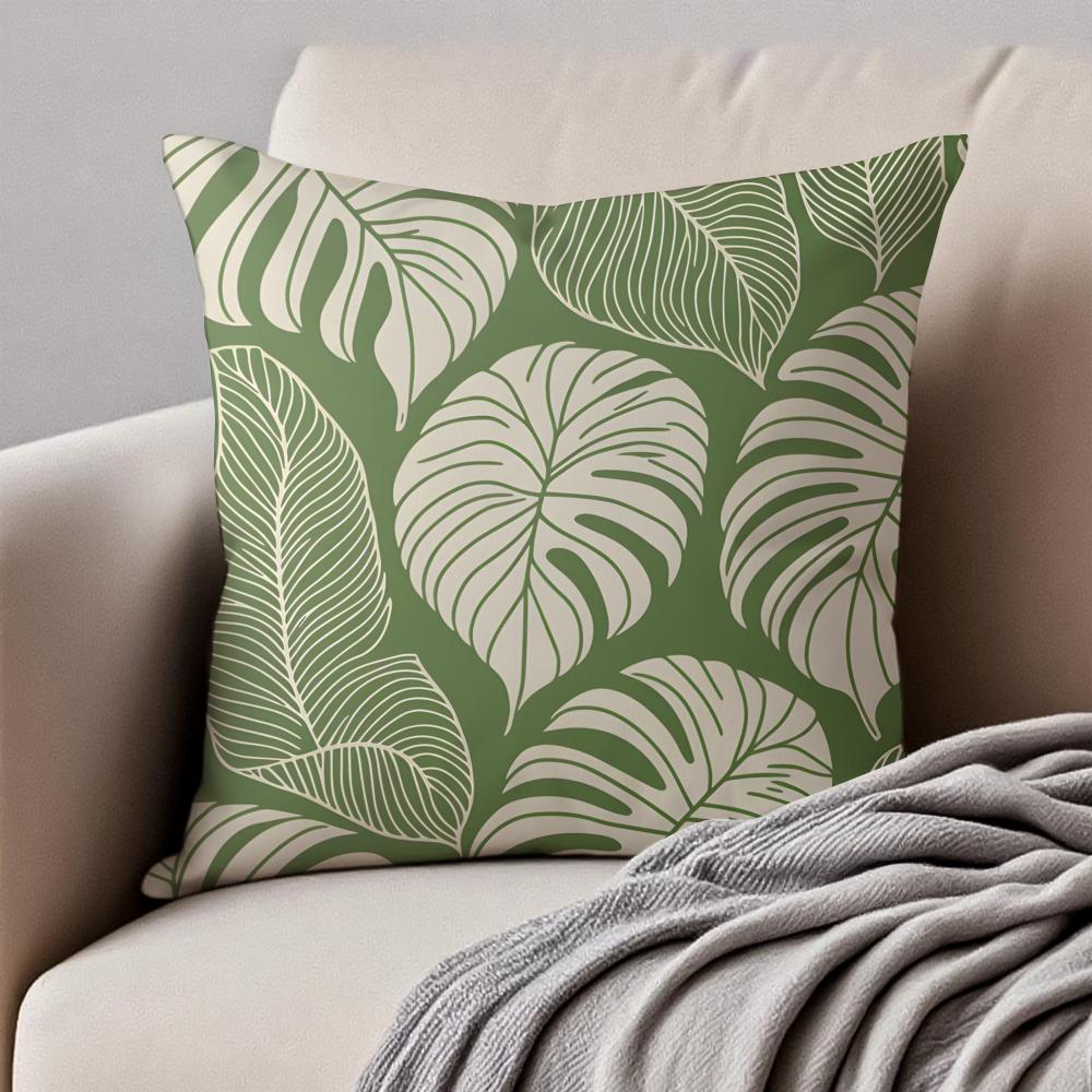 Modern style Leaf Cushion Cover Pillowcase Antidustmite Invisible Zipper Short Plush Sofa Cushion