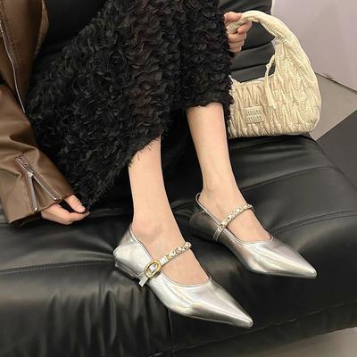 Fashion Designer Vintage Women Mary Jane Shoes Fashion Pointed Toe Shoes Laides Comfort Dress Street Style Low Heel Shoes