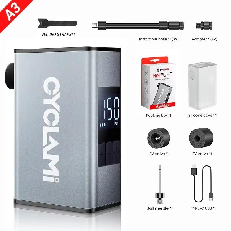 CYCLAMI A3 Max Portable Electric Bike Pump Rechargeable Digital PSI Pressure Tire Inflator Road MTB Bike Accessories A3 MAX