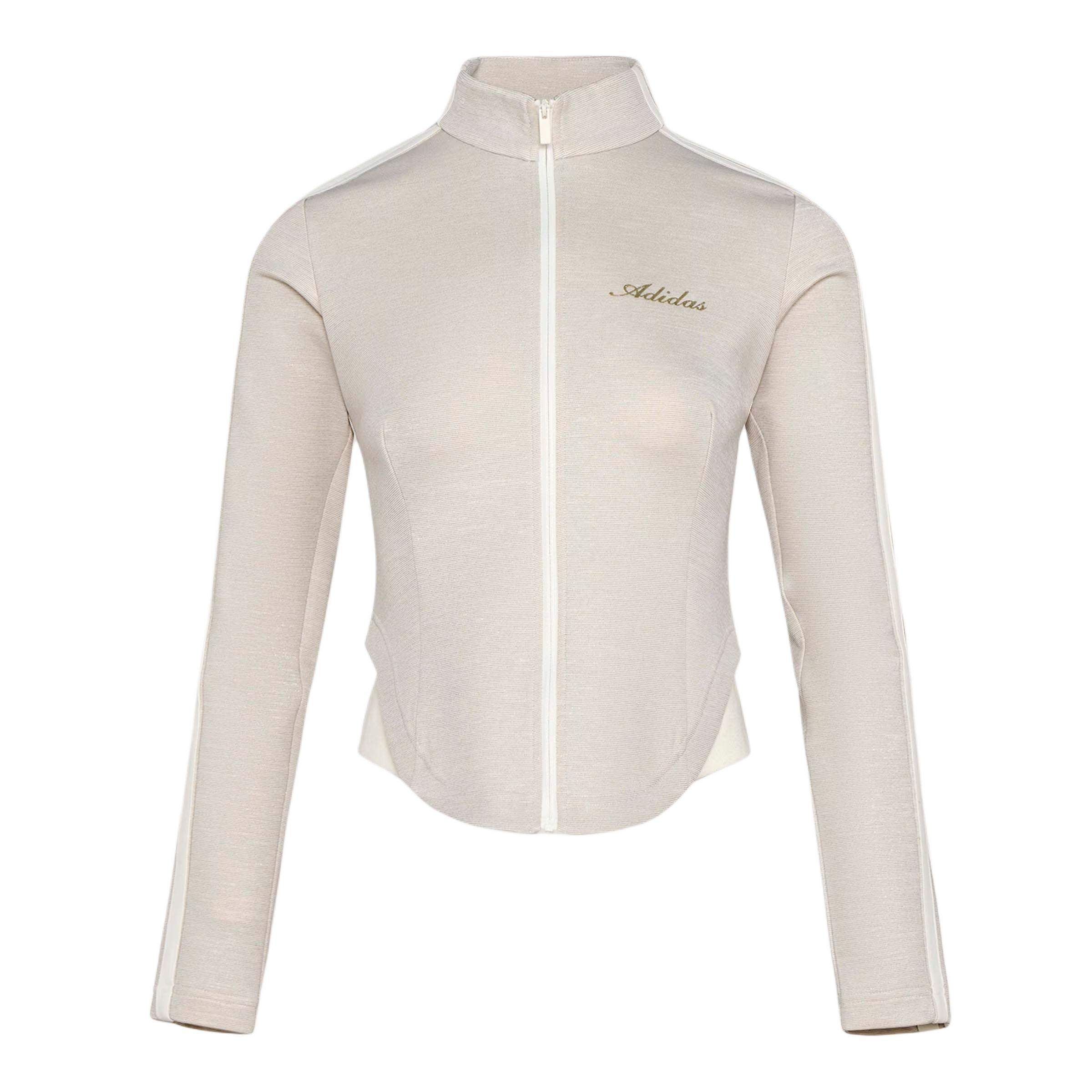adidas Women s Beige Fitted Full-Zip Track Jacket KX8910 S