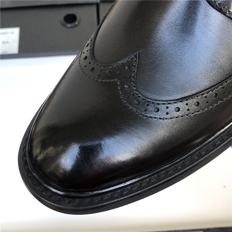 Brock Engraved Leather Shoes Men'S Business Dress Leather Casual Breathable Suit Work Shoes Men'S Groom Wedding Shoes