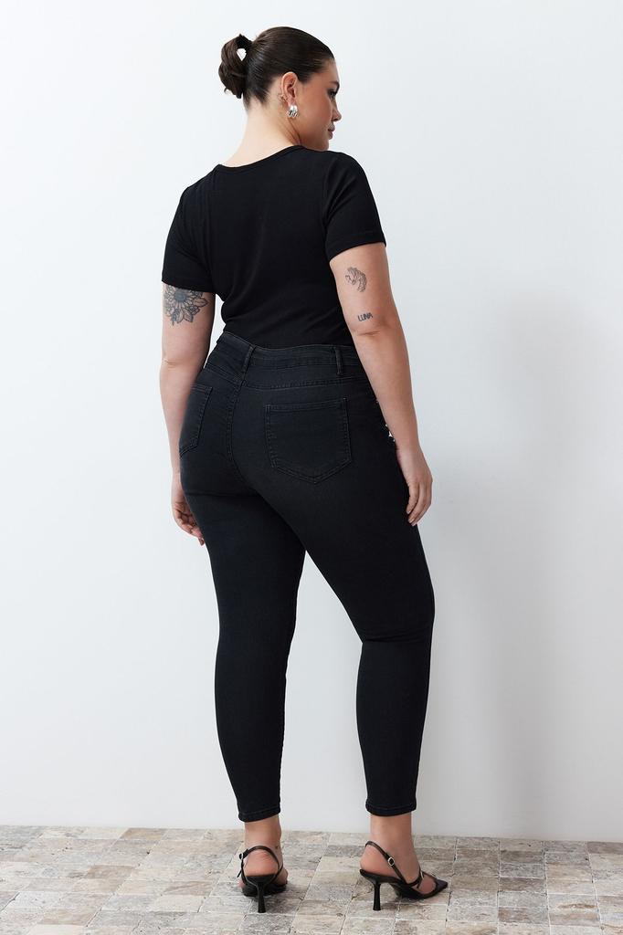 Women's Style Plus Size Black Slimming Effect Super Flexible High Waist Skinny Jeans