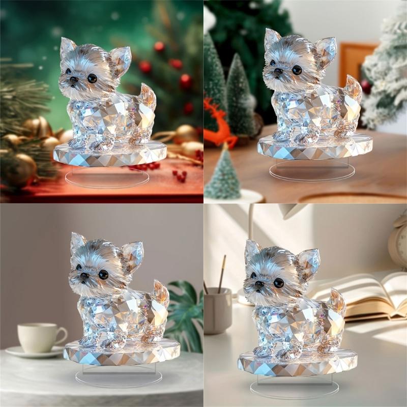 Animal Statues Decorative Ornament for Living Room,Home,Office Decors Acrylic Dog Figurines Tabletop Centerpieces