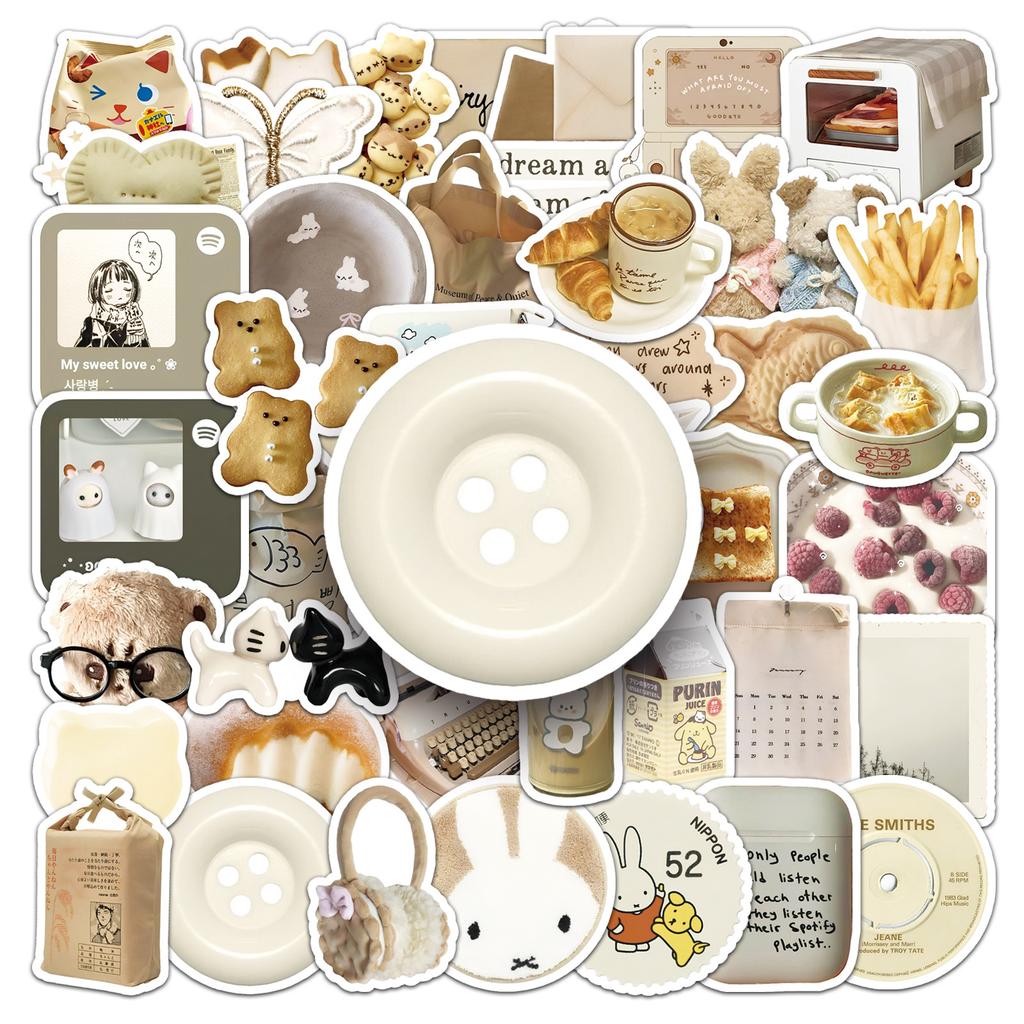 50 Oat Latte Ins Style Graffiti Stickers Korean Small Fresh Dessert Decorative Water Cup Mobile Phone Case DIY Stickers