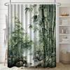 VIKAMA New Chinese Zen Bamboo Grove Landscape Print Shower Curtain Waterproof and Mould-Resistant Bathroom Shower Curtain
