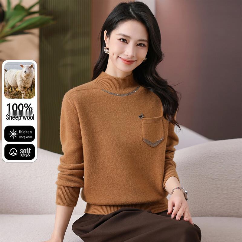 

Snowflying Women s Thickened Half-Turtleneck Wool Sweater M