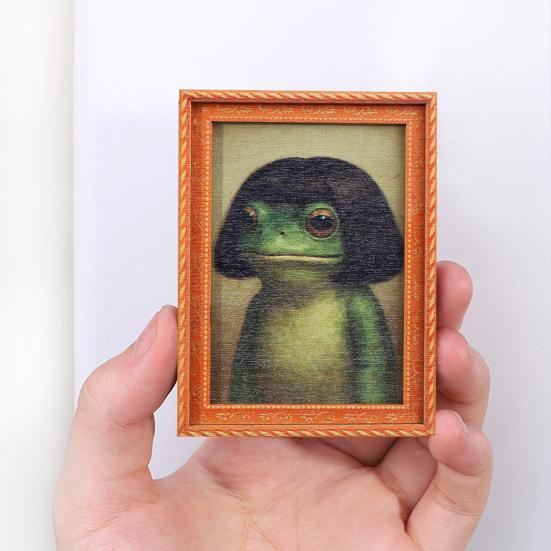 1/2/3/4/5Pcs Frog Fridge Magnet Kitchen Decor Vintage Mini Green Frog Refrigerator Magnet with Wooden Frame Home Office Decoration