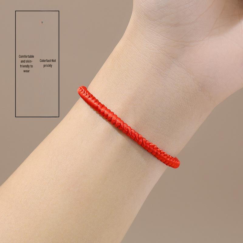 Adjustable Red Rope Bracelet with Pure Diamond Knot - Unisex Zodiac Design