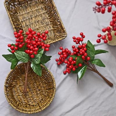 Red Fruit Fa Cai Fruit Simulated Flower Ornament Holly Dining Table Flower Ornament High-Grade Fake Flower Decoration Living Room Dried Flower Ornamen