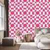 Wallpaper Casual checkerboard of pink, white and powder pink 50x1000