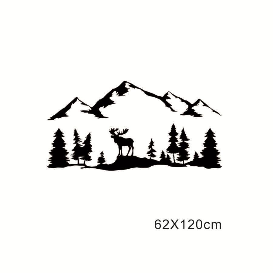 Black Moose Trees Forest Mountain Vinyl Decal Sticker For SUV RV Camper Trailer