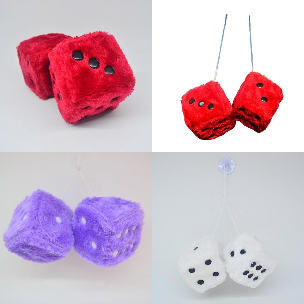 Fluffy Plush Dice Pendant Perfect For Car Interior Festival Decor