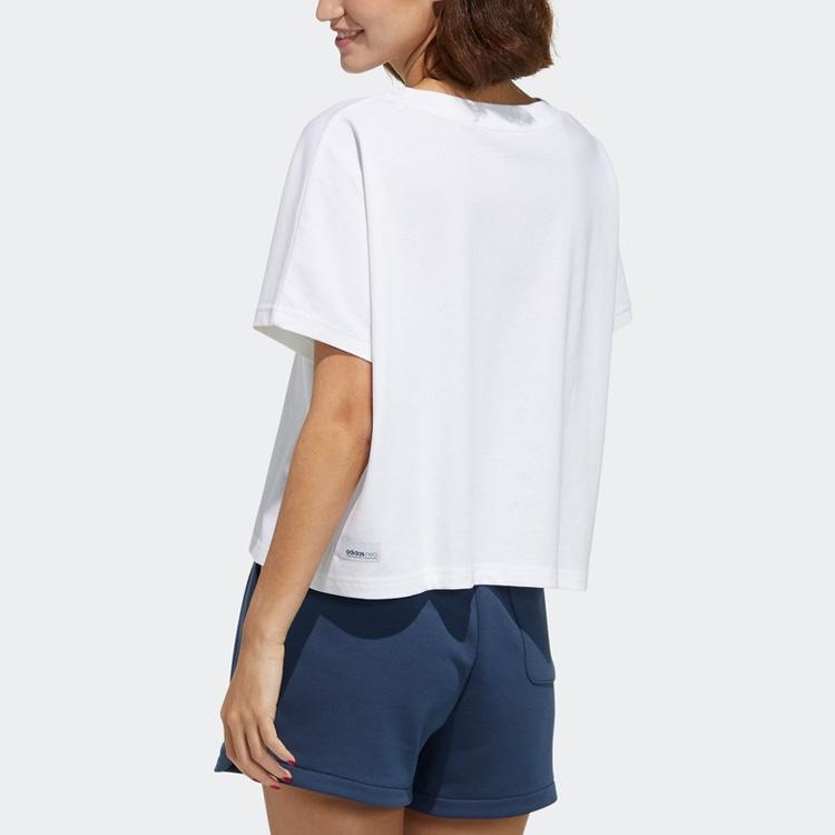 Adidas Neo Colorful Logo Comfortable Cropped Top Women Tops White GP5475