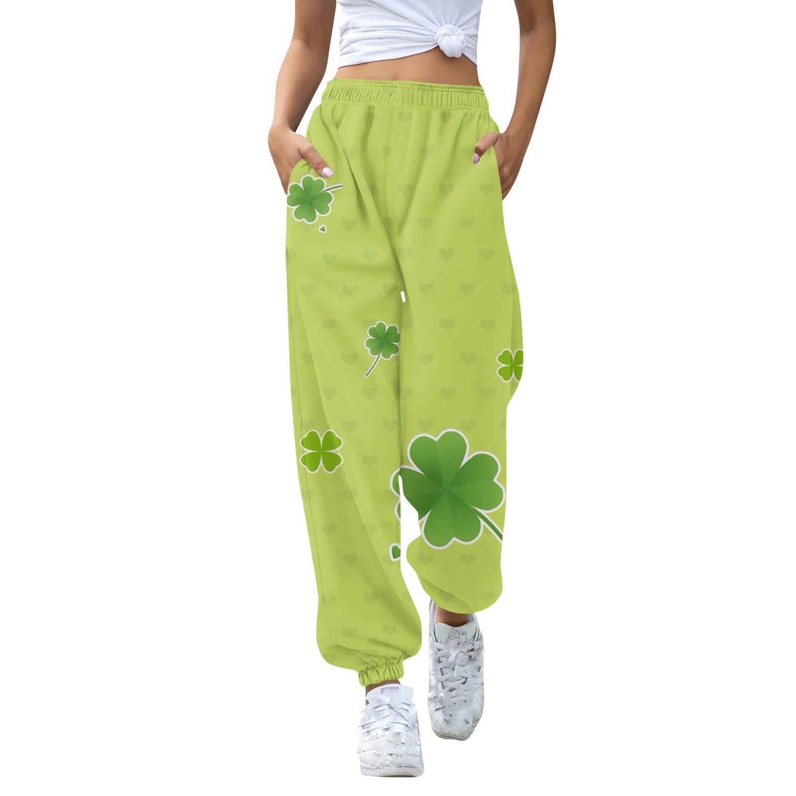 

Женская мода Спорт St. Повседневные спортивные штаны с карманами на шнуровке и принтом ко Дню Святого Патрика Брюки XXL жёлтый