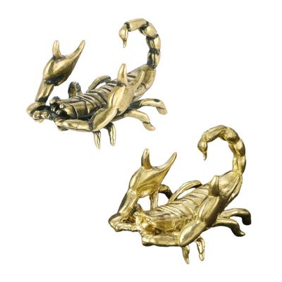 Antiqud Brass Scorpions Figurine Pen Stand Ornament Unique Desk Accessories for Business Professional and Art Lover