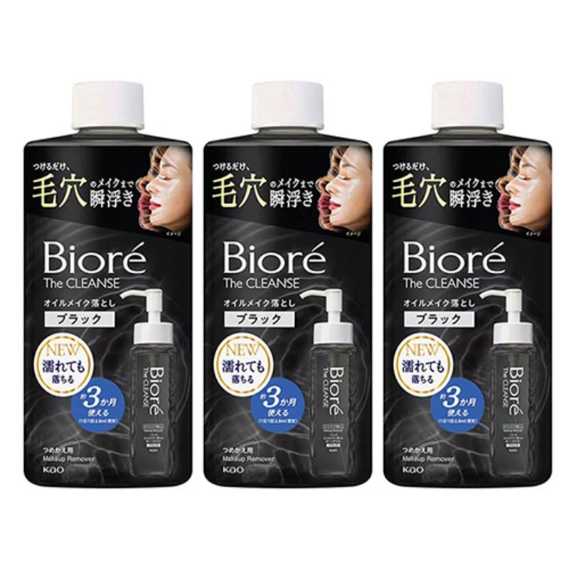 Biore The Cleanse Oil Makeup Remover Black Refill Cleansing Oil, 3 Pcs, 280ml