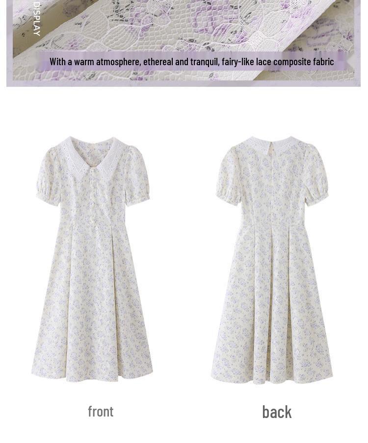 Women's Summer 2025 Petite Lace Floral Dress - Sweet, Gentle Style for Casual Fashion