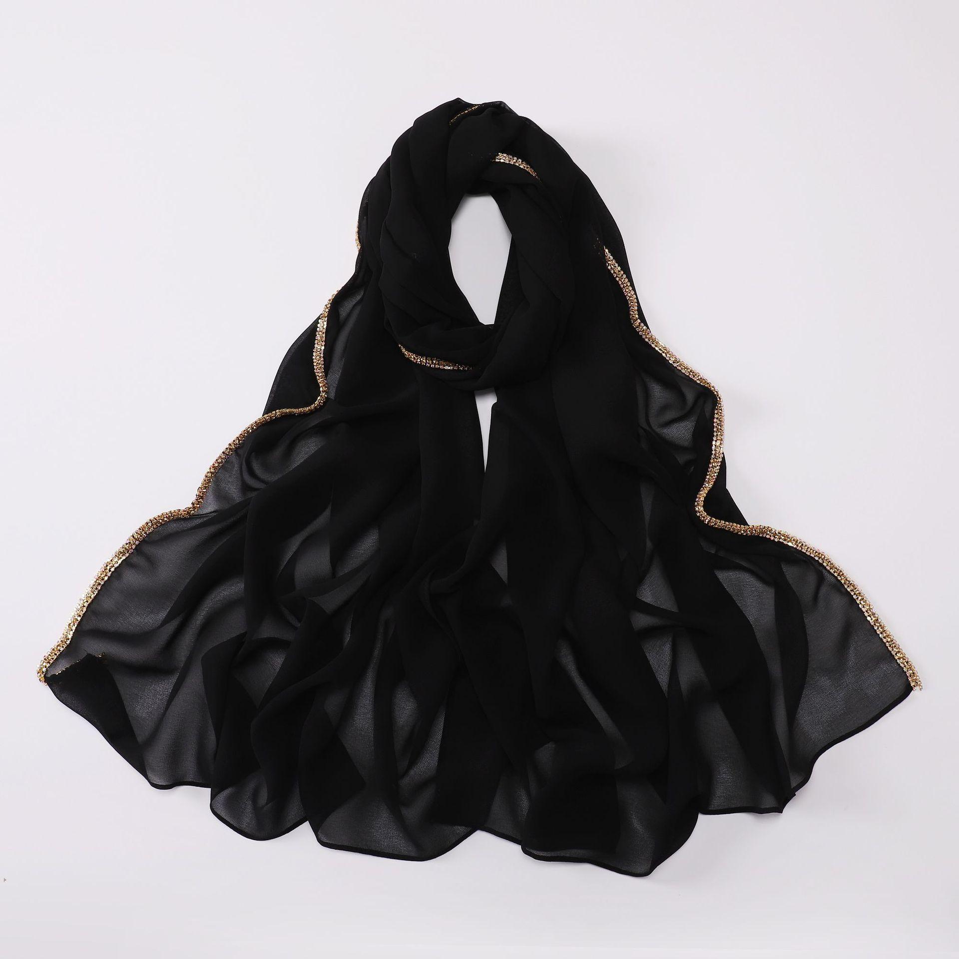 

VigoAnne 2025 женский мусульманский сплошной хиджаб платок женский простой шарф шифоновый повседневный исламский тюрбан повязка на голову 175 см * 70 чёрный