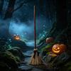 Spooky Secret Room Props Electric Broom Toy, with Touch Activated Swinging Prop, Retro Outdoor Yard Halloween Ornament Straw Witch Broom, for