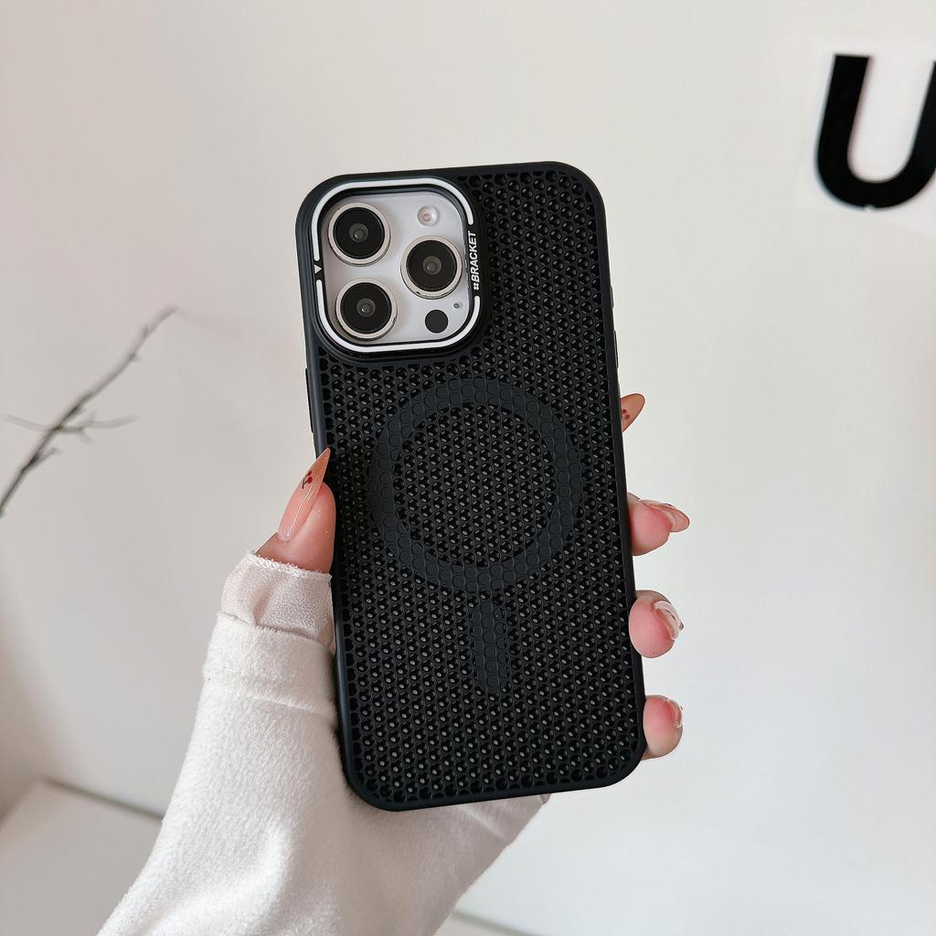 Mesh Cooling Phone Case for IPhone 13 Promax Magnetic Bracket 15plus Protective Case for Apple 16 Trend