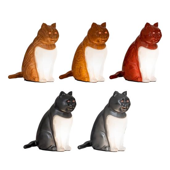 Cat-Shaped Night Light with Aromatherapy Bedside Table Lamp with Sound Function Rechargeable Soft Warm Glow Decorative Figurine Gift for Home Office