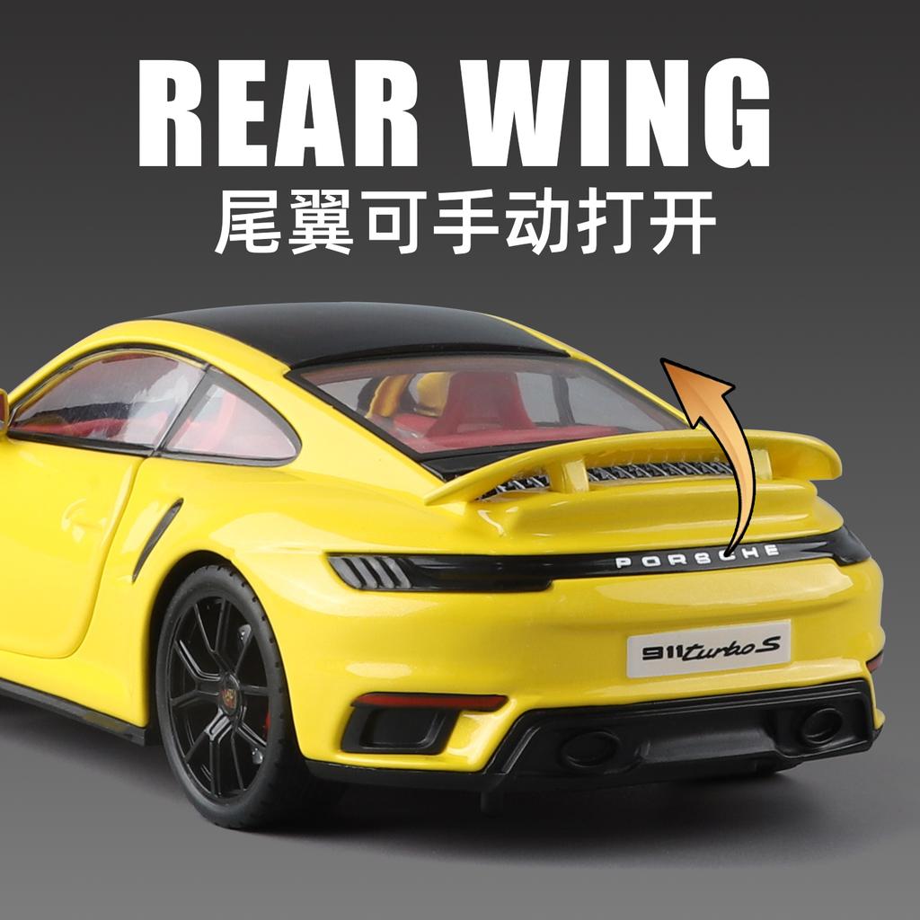 1:24 Porsche 911 Turbo S Supercar Alloy Metal Diecast Model Car Home Decoration & Computer Desktop Ornaments Holiday Present Toy