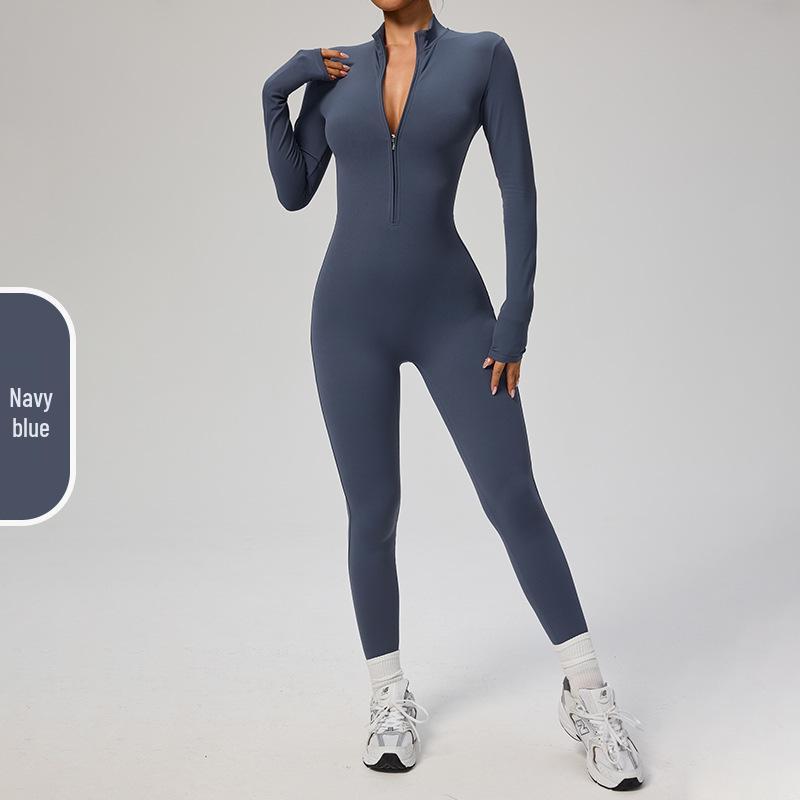 Manyi Zipper Nude Long Sleeve Yoga & Fitness Jumpsuit 8306