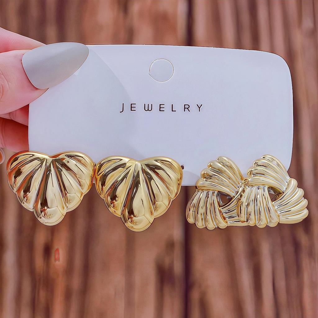 Women's Geometric Gold Teardrop and Twist Earring Set (3-9 Pairs)