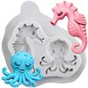 Mermaid Dolphin Silicone Mold Fish Turtle Crab Octopus Seahorse Molds Cake Decorating Tools Cupcake Topper Candy Resin Clay Chocolate Gumpaste Mold