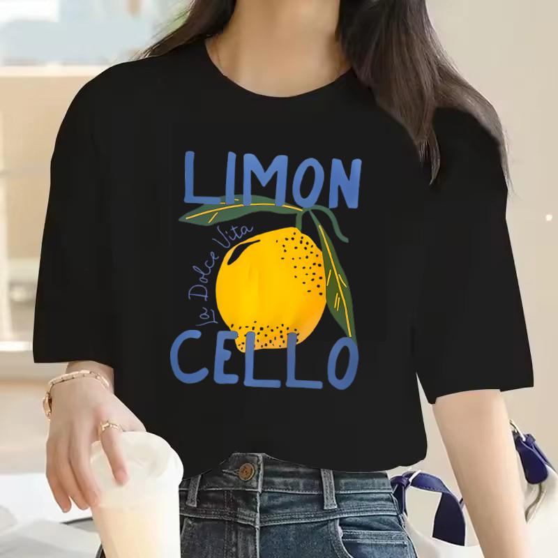 

Женская футболка Y2k Молодежная для девушек с принтом лимона и виолончели Графические футболки Женская одежда Модный топ Футболка 4XL