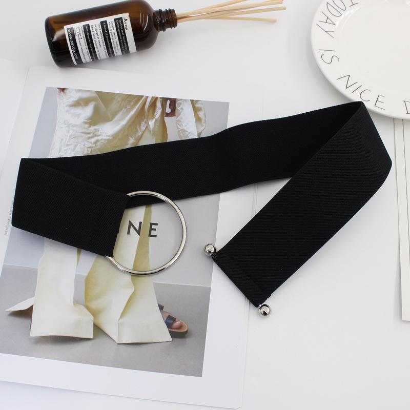Elastic Belt Metal Ring Buckle Women'S Dress Decorative Elastic Skirt 3 Sizes