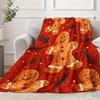 1pc Gingerbread Man Printed Cozy Blanket ,Sofa, Bed, Travel, Lunch Break, Flannel Blanket.
