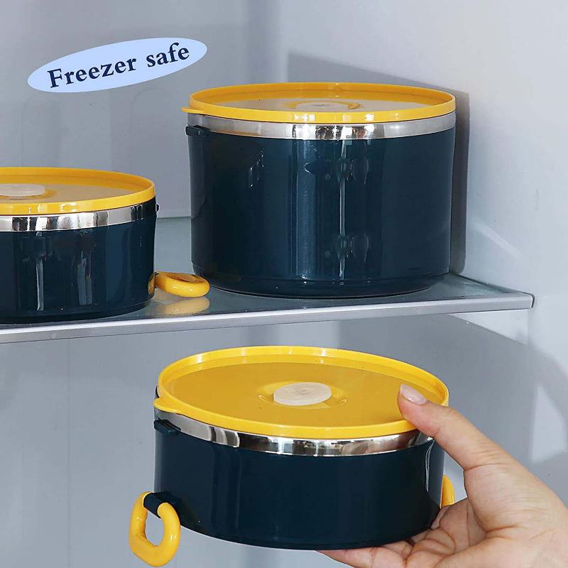 Bento Box pro dospělé/dospívající, Nerezový Bento Box Box na oběd s taškou/náčiním, Velkokapacitní nepropustné tepelné stohovatelné obědové nádoby pro