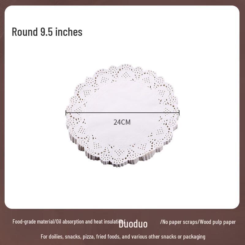 Food-Grade Disposable Decorative Paper Doilies - 24cm Round