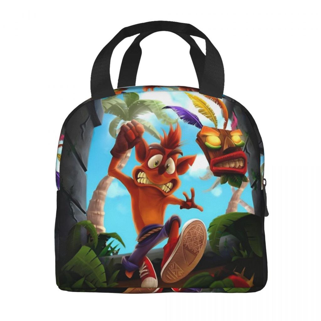 Crashs Bandicoots Cartoon Insulated Lunch Bags Video Game Food Container Portable Thermal Cooler Lunch Boxes For Work