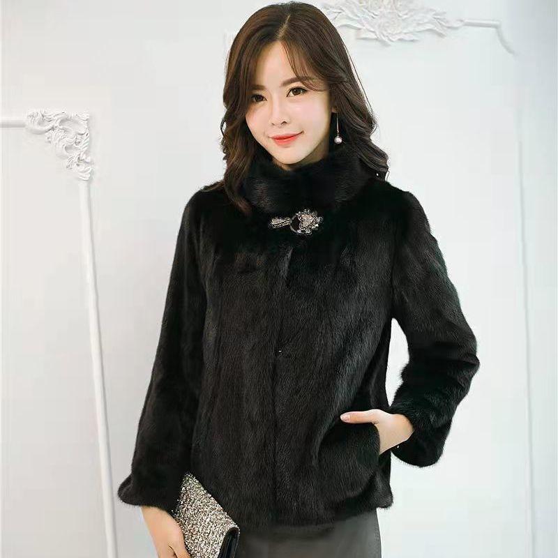 New imitation mink velvet fur coat women's short coat fashion temperament stand-up collar autumn and winter mother