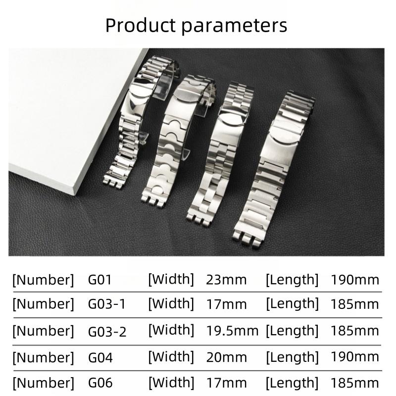 For Swatch 17/19.5/20/23mm YGS YAS Solid Stainless steel Folding buckle Watchband Watch Strap Bracelet Big size Man Woman Watch Accessories