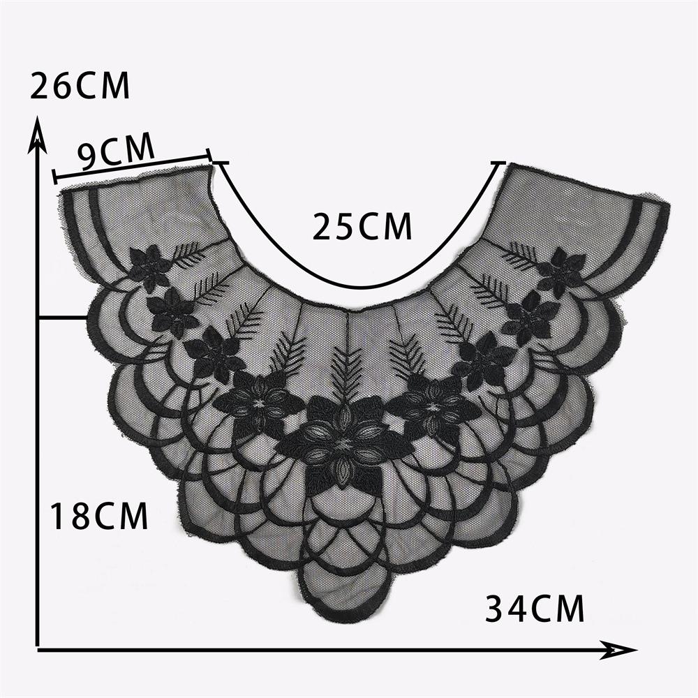 Black Embroidered Mesh Organza Front Collar Collar Sewing Lace Diy Decorative Dress Wedding Dress Accessories